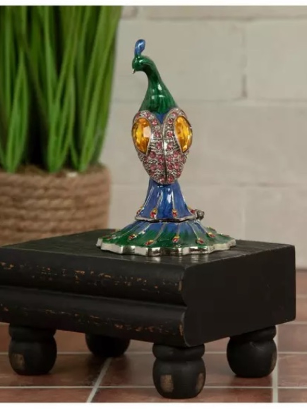 New Peacock Rhinestone Jewelry Trinket Box